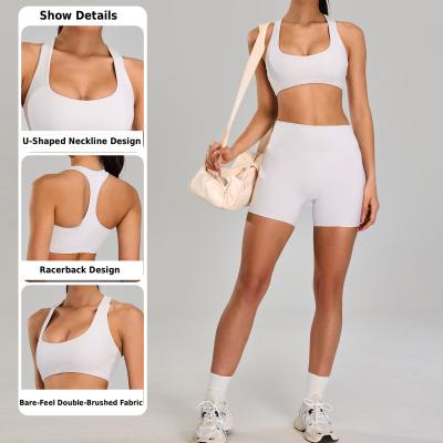 U-Shaped Neck Racerback Sports Bra - Double-Brushed Fabric with Removable Pads (Multiple Colors)