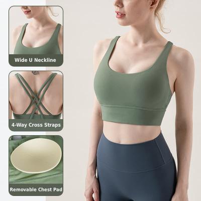 4-Way Cross Strap Shockproof Sports Bra with Removable Chest Pad (Multiple Colors)